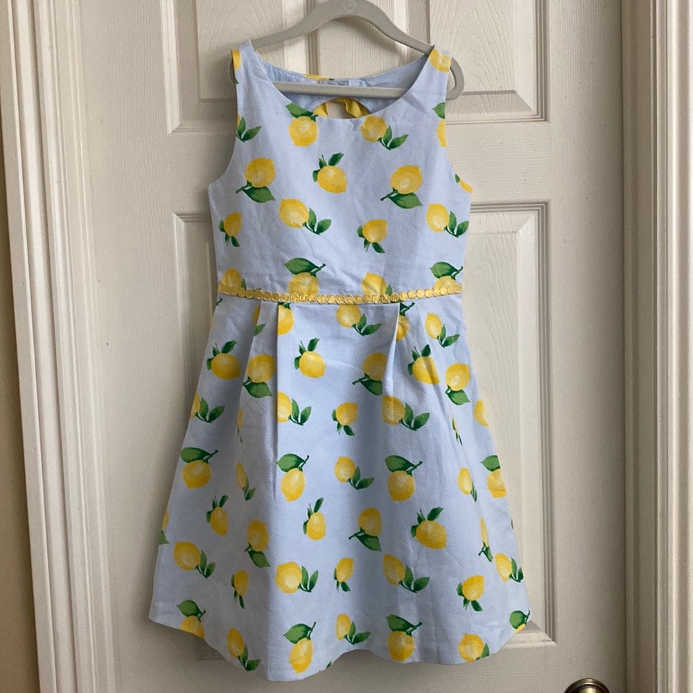 Janie and Jack size 12 blue dress with lemons.